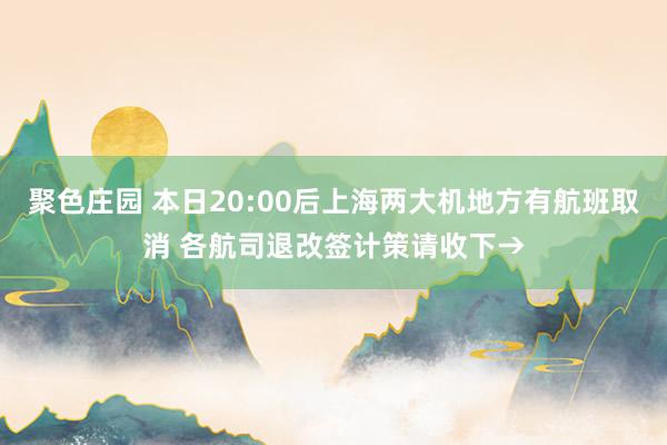 聚色庄园 本日20:00后上海两大机地方有航班取消 各航司退改签计策请收下→