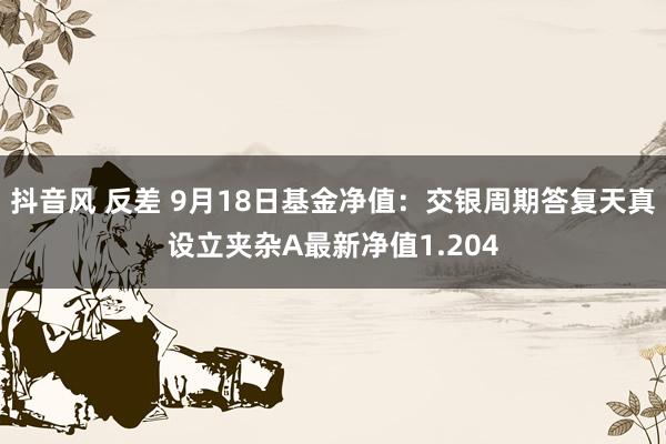 抖音风 反差 9月18日基金净值：交银周期答复天真设立夹杂A最新净值1.204