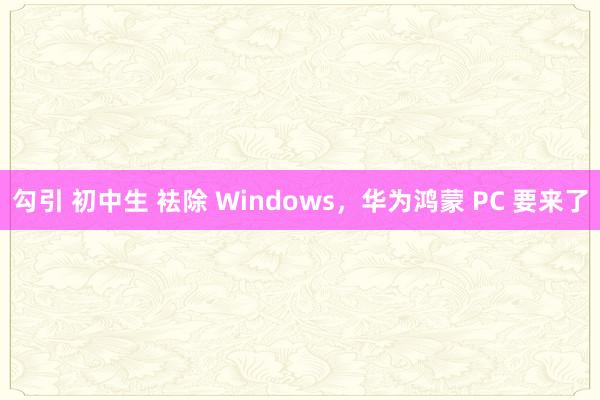 勾引 初中生 袪除 Windows，华为鸿蒙 PC 要来了