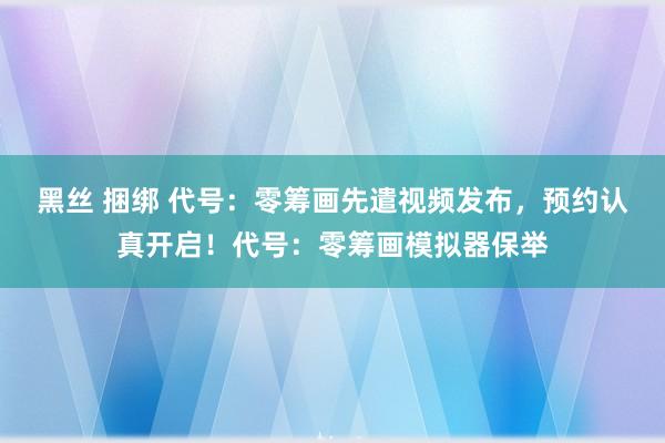 黑丝 捆绑 代号：零筹画先遣视频发布，预约认真开启！代号：零筹画模拟器保举