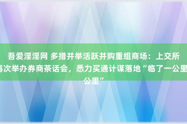 吾爱淫淫网 多措并举活跃并购重组商场：上交所再次举办券商茶话会，悉力买通计谋落地“临了一公里”