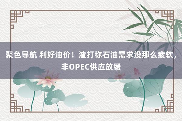 聚色导航 利好油价！渣打称石油需求没那么疲软，非OPEC供应放缓