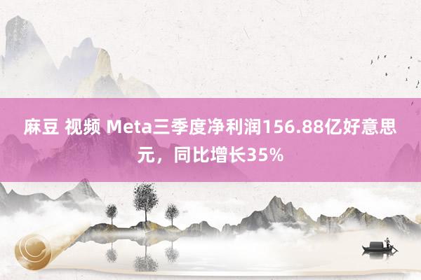 麻豆 视频 Meta三季度净利润156.88亿好意思元，同比增长35%