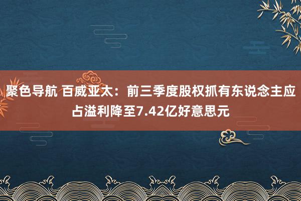 聚色导航 百威亚太：前三季度股权抓有东说念主应占溢利降至7.42亿好意思元