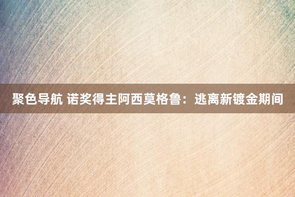 聚色导航 诺奖得主阿西莫格鲁：逃离新镀金期间